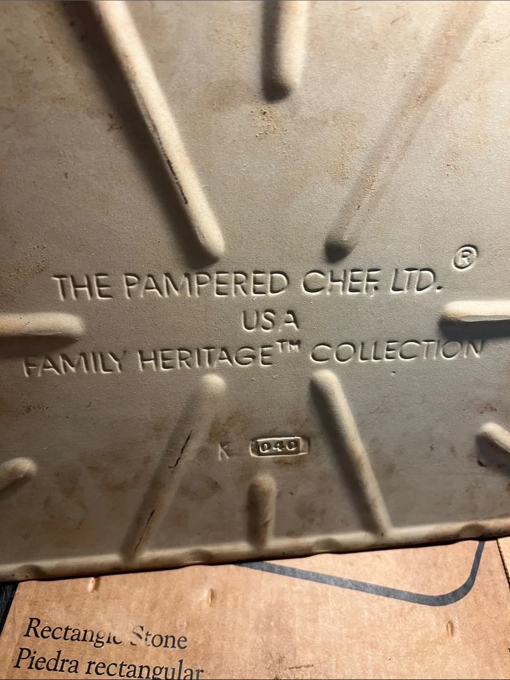 12x15 RETIRED VINTAGE FAMILY HERITAGE rectangular stone. Pampered Chef.
